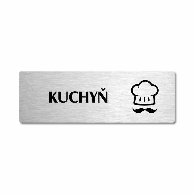 Kuchyň, stříbrná popiska na dveře